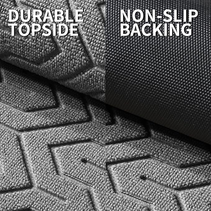 Yimobra Large Door Mat Outside Entrance 47x32, Waterproof Heavy Duty Outdoor Mats for Front Door, Non Slip Rubber Entry Mat for Garage Patio, Easy Clean, Grey