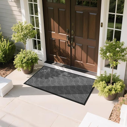 Yimobra Large Door Mat 47x32, All-Weather Waterproof Non-Slip Welcome Matt Outdoor, Heavy Duty Non Slip Doormat for Entryway for Patio and Garage Indoor, Easy Clean, Grey