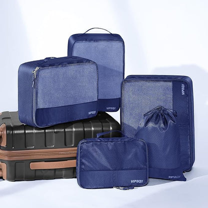 5 Set Packing Cubes Travel for Luggage Durable Suitcases Organizer Bags Lightweight Airplane Travel Vacation Essentials Accessories for Carry on (BLue)
