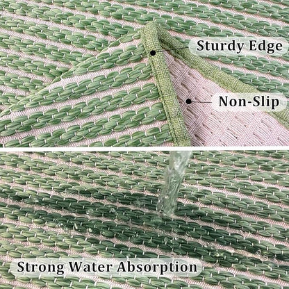 Small Bathroom Rugs,18"x30" Non Slip Sage Green Braided Bath Mat for Bathroom Floor,Washable Luxury Bath Rug for Tub Soft Boho Absorbent Shower Mat