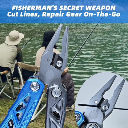 18-in-1 Multipurpose Tool Kit, Survival Camping Gear & Fishing Gifts for Dad - Multitool with Hammer, Pliers, Screwdriver and Pocket Knife for Men