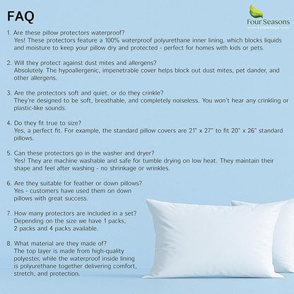 Body Size Pillow Protector 21" W x 55" L – Waterproof Zippered Pillow Cover Hypoallergenic Dust Proof Pillowcase Encasement