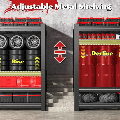 60.1" W Storage Shelves Extra Wide Metal Shelving 2500LBS Garage Shelving Adjustable 4 Tier Garage Shelves Industrial Metal Shelf for Basement Warehouse Shop 60.1" W x 24.1" D x 60" H