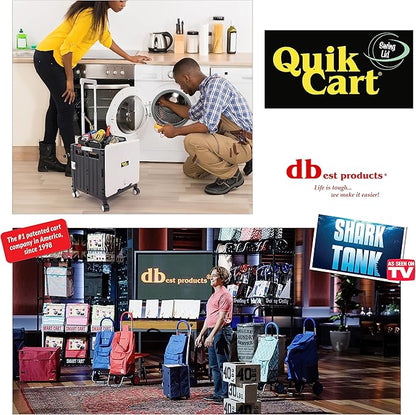 dbest products Quik Cart Swing Lid Four Swivel Wheeled Rolling Crate Teacher Utility with seat Heavy Duty Collapsible Basket with Dual Telescopic Wagon Handle