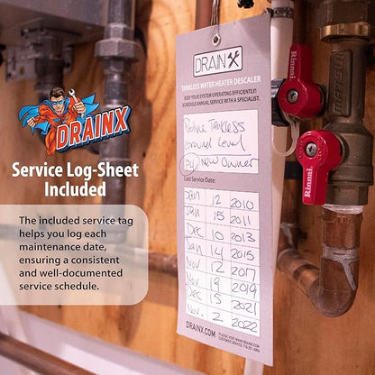 DrainX Tankless Water Heater Flushing Kit with Pump, Hoses, Descaling Powder and Measuring Bucket, All in One Complete Maintenance Solution
