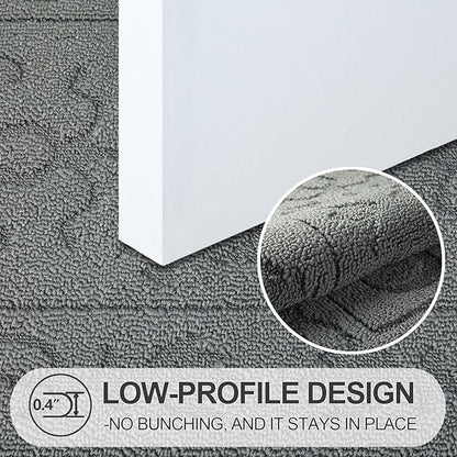 FONEYI Indoor Door Mat 20" x 32", Dirt Trapper Door Mats Non-Slip Entryway Rugs Washable, Absorbent Resist Dirt Welcome Mat, Low Profile Inside Floor Mats for Front Back Door and Entryway, Light Grey