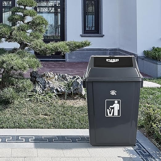 4 Packs 13 Gallon Commercial Heavy-Duty Trash/Garbage Can, Swing Lid Waste Container for Home/Garage/Kitchen/Outdoor/Driveway