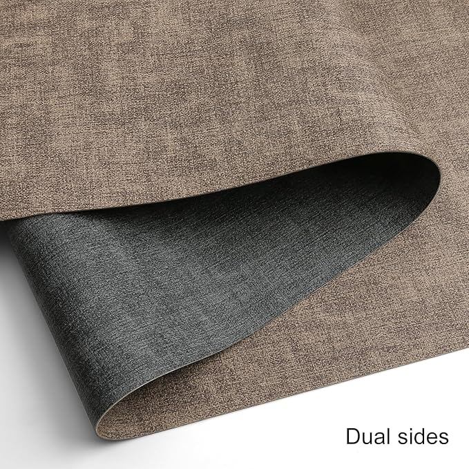 Table Runners 94 Inches Long, Dual-Sided Faux Leather Farmhouse Table Runner Waterproof Heatproof Non-Slip for Living Room Party Home Decor Holiday Decorations(Gray Brown, 12 x 94 Inch)