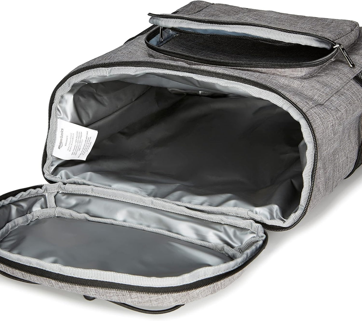 Amazon Basics Insulated Cooler Backpack, 30 Can Capacity, Leak-Proof Design, Gray