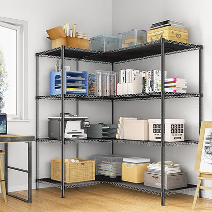 52.36''W Storage Shelves Metal Shelving Unit Load 1120LBS 4 Tier Wire Shelving for Storage Rack Adjustable Garage Shelving Heavy Duty for Pantry Kitchen Garage,52.36Wx13.78Dx59H