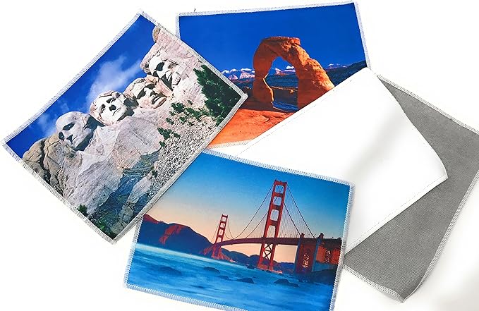 20 Bulk 7" x 5" Blank Tech Cleaning Micro-Fiber Cloths - Ready for Heat Press or Sublimation on One Side (Grey Plush on Back)