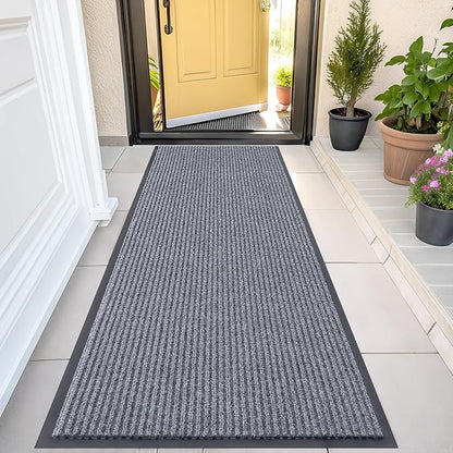 OLANLY Front Door Mat Indoor Outdoor Entrance, Waterproof Heavy Duty Doormat, Fade Resistant, Low Profile, Easy Clean Patio Porch Welcome Floor Mats for Entry, 47x23, Light Gray