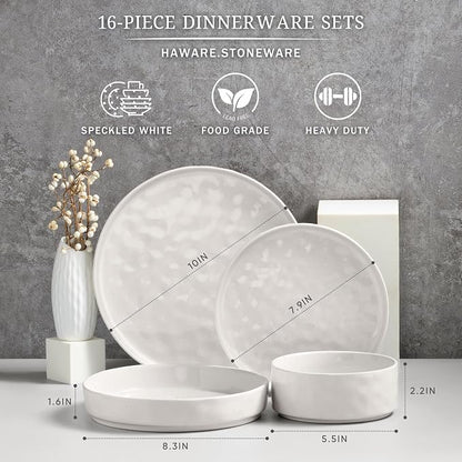 HaWare Dinnerware Sets, 16-Piece Plates and Bowls Set