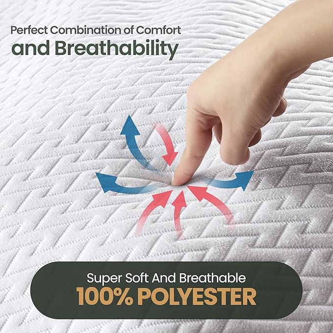 Utopia Bedding Waterproof Mattress Protector Twin Size, Premium 3D Air Soft Fabric Mattress Cover, Fits 15 Inches Deep, Breathable, Fitted Style with Stretchable Pockets