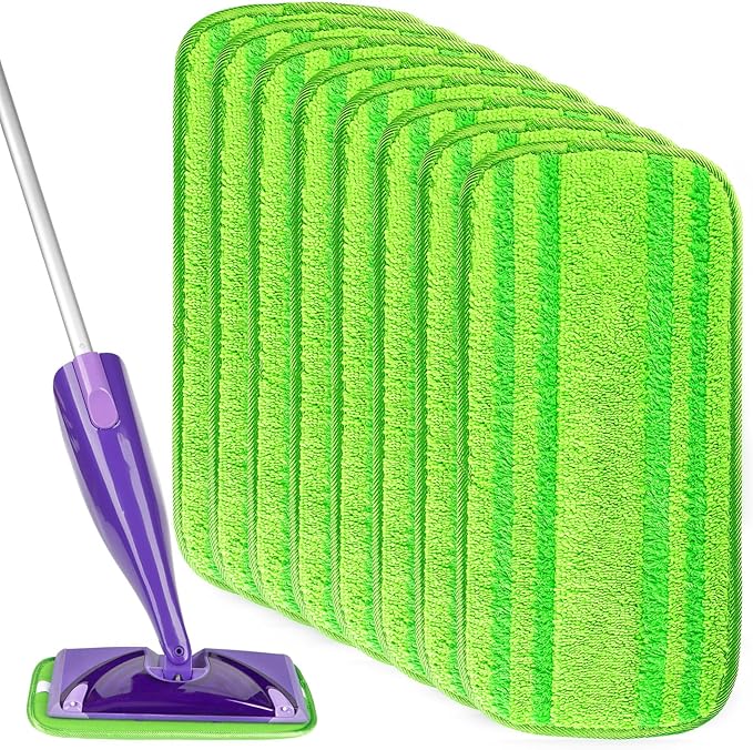 HOMEXCEL Microfiber Mop Pads Compatible with Swiffer Wet Jet, Reusable Machine Washable Swiffer WetJet Pad Refills, Mop Head Replacements for Multi Surface Wet & Dry Cleaning, Pack of 8