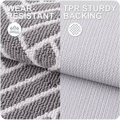 OLANLY Long Indoor Door Mat, 59x20 Inch, Dirt Resistant and Absorbent, Non-Slip Rubber Backing Floor Mats, Easy Clean Low-Profile Doormat for Entryway, Front Door, and Inside Entrance, Grey