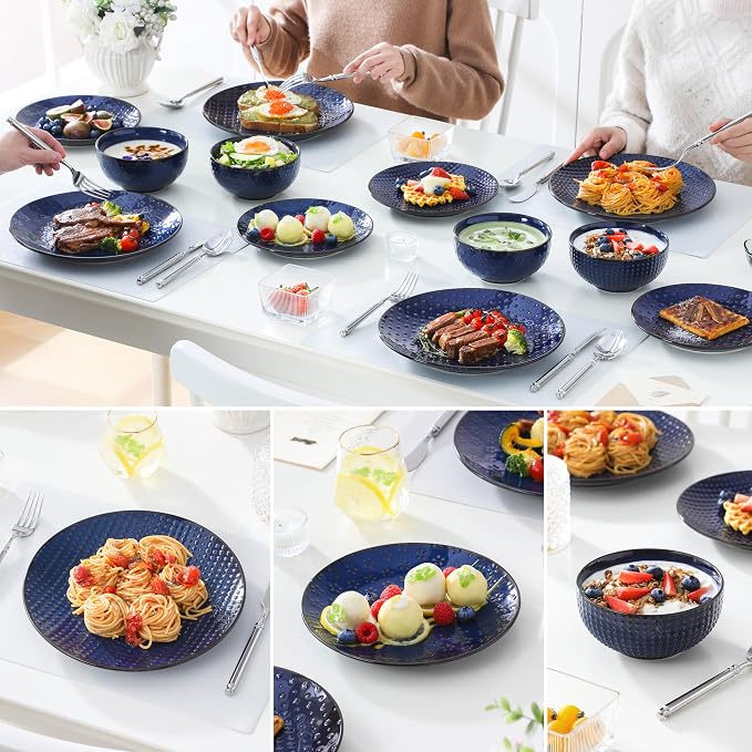 MALACASA 12 Pieces Dinnerware Sets, Modern Plates and Bowls Sets, Kitchen