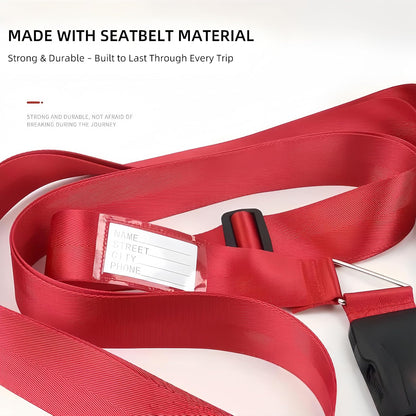 2-Pack Adjustable Luggage Straps for Suitcases – 2-Inch Wide Cross Travel Belt for 20"-32" Carry-On, Large & Collapsible Luggage – Durable Seatbelt Material, Suitcase Belts & Connector Straps (red)
