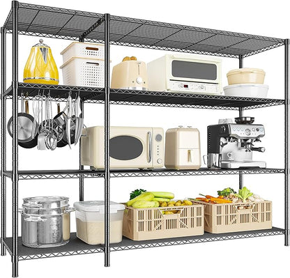52.36''W Storage Shelves Metal Shelving Unit Load 1120LBS 4 Tier Wire Shelving for Storage Rack Adjustable Garage Shelving Heavy Duty for Pantry Kitchen Garage,52.36Wx13.78Dx59H