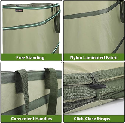 YUDI & GARDEN 46 Gallon Square Collapsible Yard Waste Containers｜Collapsible Trash Can｜Camping Trash Can, for Collecting Weeds or Yard and Party Waste, Green