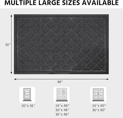 Front Door Mat Outside Entrance, 30" x 48" Heavy Duty All-Season All-Weather Waterproof Doormat Trap Dirt and Moisture Easy Clean Low Profile Patio Porch Entryway Mat