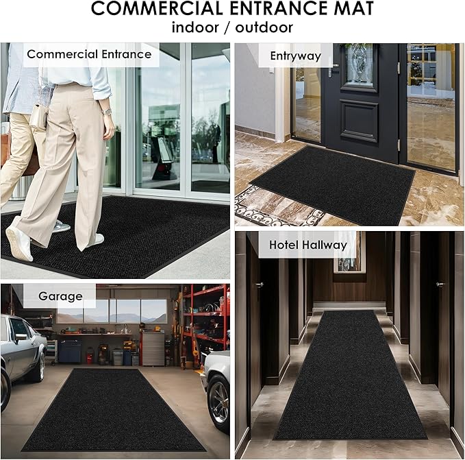 2′ x 30′ Front Door Mat Indoor Outdoor Entrance, Commercial Floor Mat Heavy Duty Dirt Trapper Entryway Doormat, Custom Size Non Slip Rubber Backing Welcome mat, Door Mat for High Traffic Area