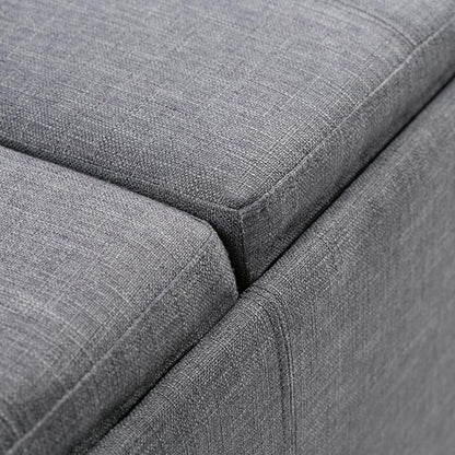 SIMPLIHOME Avalon 42 Inch Wide Contemporary Rectangle Storage Ottoman in Slate Grey Linen Look Fabric, Assembled, For the Living Room, Entryway and Family Room