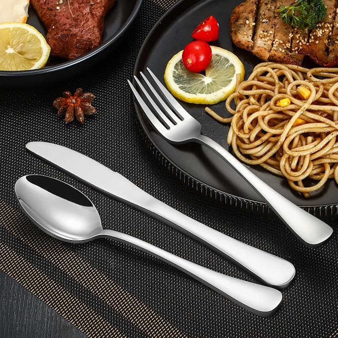 40-Piece Silverware Set, CXJY Stainless Steel Flatware Cutlery Set Service