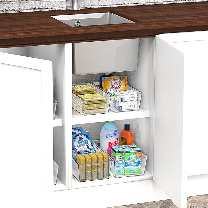 Simple Houseware Pantry Bins Storage Organizer, 8 Packs (4 Medium & 4 Large)