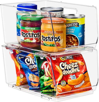 Sorbus Stackable Storage Bins Open Front - Clear Stackable Storage Bins - Pantry Bins for Storage and Organization - Acrylic Stackable Bins for Kitchen - Clear Pantry Organizer Bins (Medium 2 Pack)