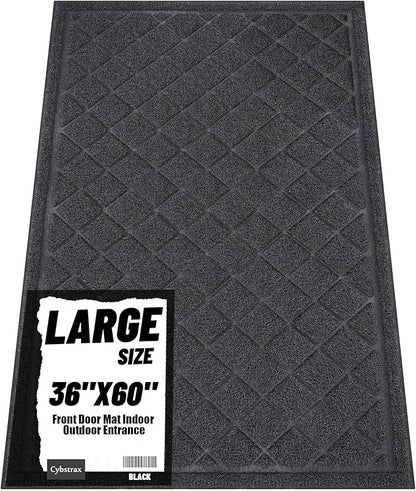 Front Door Mat Indoor Outdoor Entrance, 36" x 60" Heavy Duty All-Season All-Weather Waterproof Doormat Trap Dirt and Moisture Easy Clean Low Profile Patio Porch Entryway Mat