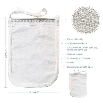Turkish Exfoliating Gloves – Face & Body Exfoliation Mitts - Bath Hammam Spa Exfoliator Kese Glove - Body Scrub Glove to Remove Dead Skin – Brighten & Soften Skin – 4Pcs (White & Black)