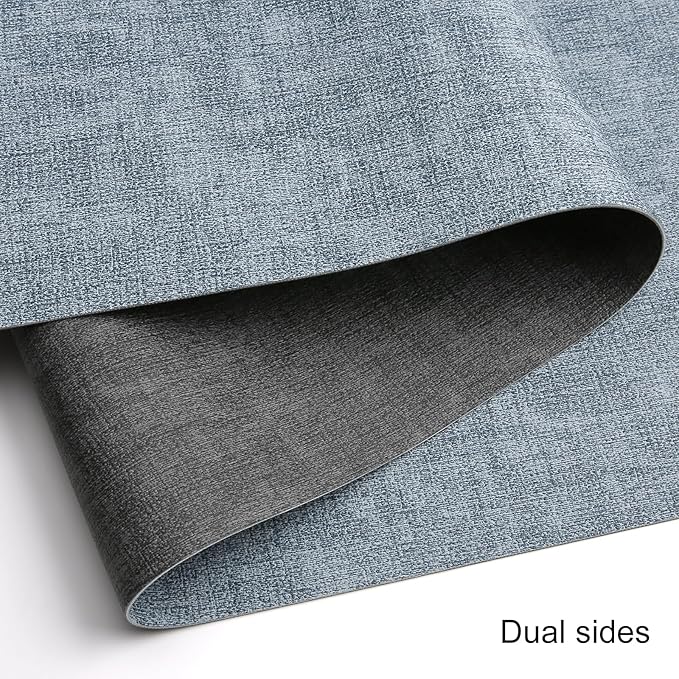 Table Runners 72 Inches Long, Dual-Sided Faux Leather Farmhouse Table Runner Waterproof Heatproof Non-Slip for Living Room Party Home Decor Holiday Decorations(Gray Light Blue, 15 x 72 Inch)