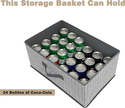 Storage Baskets, 15.7 Inch Woven Fabric Bins, Storage Cubes with Reinforced Handles, Organizer Bins for Closet Shelves, Foldable, for Toys, Clothes, Natural Beige (2PCS/Grey-15.7*11*7.8inch)