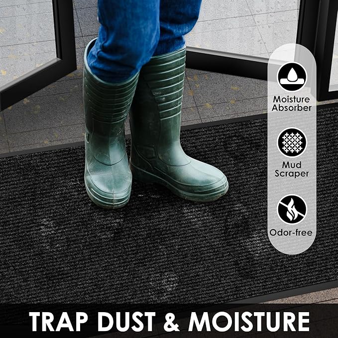 3′ x 48′ Front Door Mat Indoor Outdoor Entrance, Commercial Floor Mat Heavy Duty Dirt Trapper Entryway Doormat, Custom Size Non Slip Rubber Backing Welcome mat, Door Mat for High Traffic Area