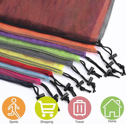 iMucci 13"X15.5" 24Pcs Mesh Laundry Drawstring Bag Nylon Drawstring Gym Bag with Cord Lock Closure