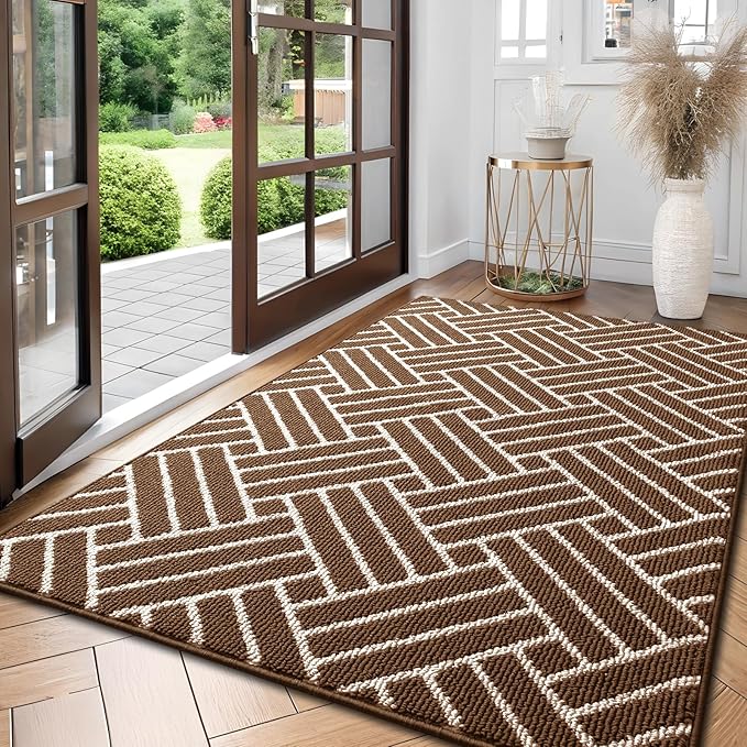 OLANLY Large Indoor Door Mat, 59x35 Inch, Dirt Resistant and Absorbent, Non-Slip Rubber Backing Floor Mats, Easy Clean Low-Profile Doormat for Entryway, Front Door, and Inside Entrance, Coffee