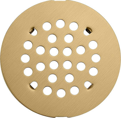 rrajj 4-1/4 (4.25) Inch(108mm) Round Snap-in Shower Floor Drain Cover Replacement Cover (Brushed Gold)