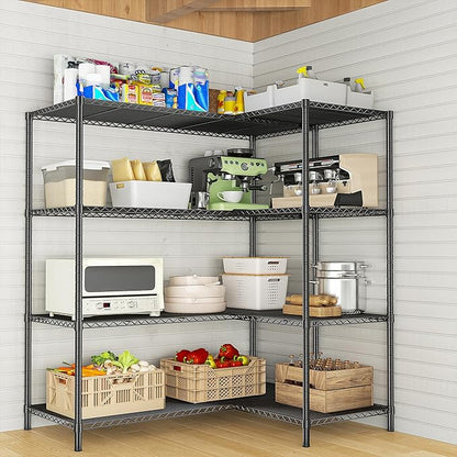 52.36''W Storage Shelves Metal Shelving Unit Load 1120LBS 4 Tier Wire Shelving for Storage Rack Adjustable Garage ShelvingGHeavy Duty for Pantry Kitchen Garage,52.36Wx13.78Dx59H,2PCS