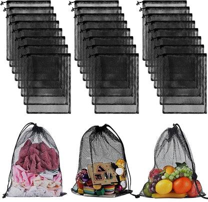 13"X15.5" 24Pcs Mesh Laundry Drawstring Bag Nylon Drawstring Gym Bag with Cord Lock Closure