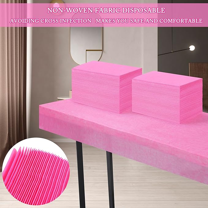 600 Pcs Disposable Bed Sheets 31" x 71" Massage Table Sheets Non Woven Fabric SPA Bed Cover Breathable for Massage Beauty Tattoos (600 Pcs Pink)