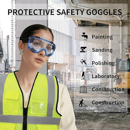 6 Pack Safety Goggles, ANSI Z87.1 Anti-Fog Lab Goggles, Adjustable Protective Eye Protection for Men