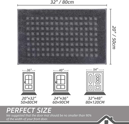 BEQHAUSE Waffle Door Mats Indoor 20"x32", Dog Mat for Muddy Paws Absorbent and Dirt Resist Floor Mats Non-Slip Washable Rugs for Entryway, Welcome Mat for Front Back Door, Muddy Wet Shoes, Dark Grey