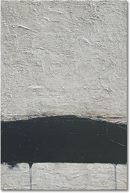 NANKAI Hand-painted Minimalism Black and Gray Art Oil painting Canvas Abstract Oil Painting Wall Art 36x24 Inch Home Wall Decoration