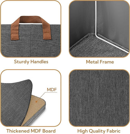 GRANNY SAYS Closet Storage Baskets, Collapsible Fabric Storage Bins with Metal Frame, Clothes Organizer Bins, Large Baskets for Shelves, Dark Gray, 4-Pack