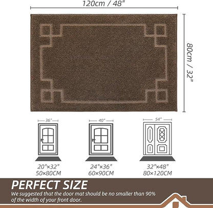 BEQHAUSE Door Mat 32" x 48", Non-Slip Door Mats Indoor Entryway Rugs Washable Low-Profile Absorbent and Stain Resist Floor Mats, Dog Door Mat for Front Back Door, Muddy Wet Shoes & Paws, Brown