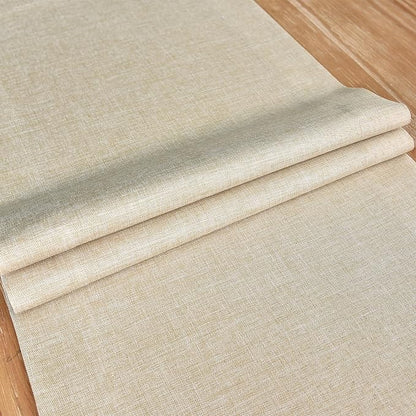 NEWISHER Farmhouse Rustic Table Runner Solid Beige Rectangular Table Runners Faux Linen Table Runner for Everyday Use Kitchen Dining Party Table 13x36 Inch