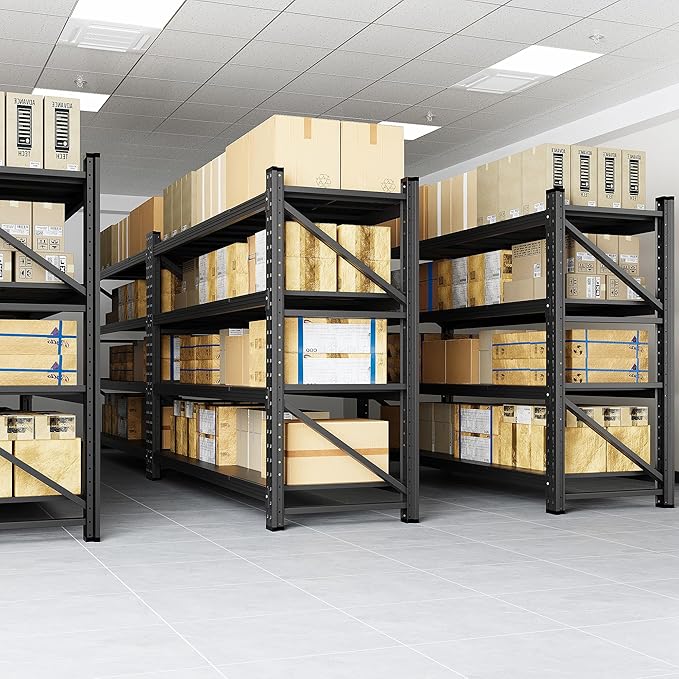 5000LBS Storage Shelves, 71" W Heavy Duty Garage Shelving Unit, Adjustable Industrial Shelving, 4 Tier Metal Shelving for Garage, Supermarket, Warehouse, 71" W x 24" D x 70" H