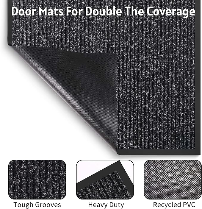 Front Door Mat Indoor Outdoor Entrance, 48" x 72" Dirt Resistant and Absorbent Door Mat, TPR Backing Non-Slip Doormats, Easy to Clean, Low Profile Welcome Floor Mat for Outside Entry