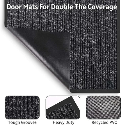Front Door Mat Indoor Outdoor Entrance, 36" x 72" Dirt Resistant and Absorbent Door Mat, TPR Backing Non-Slip Doormats, Easy to Clean, Low Profile Welcome Floor Mat for Outside Entry